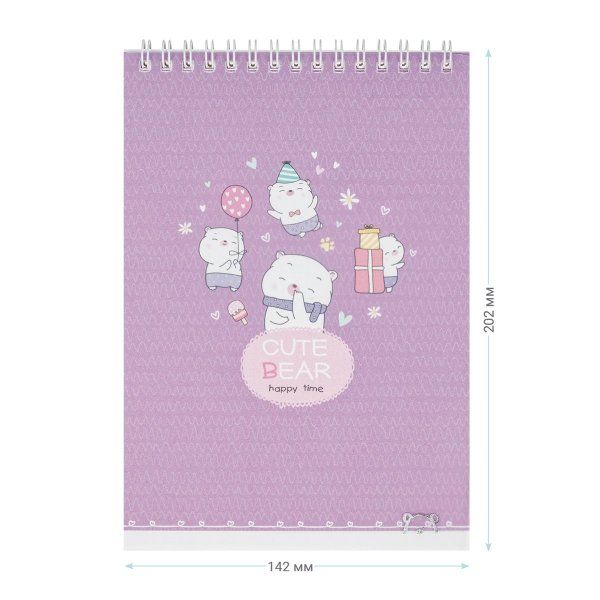 Блокнот А5 60л. на гребне MESHU "Sweet bear", пластиковая обложка RE-MS_48669