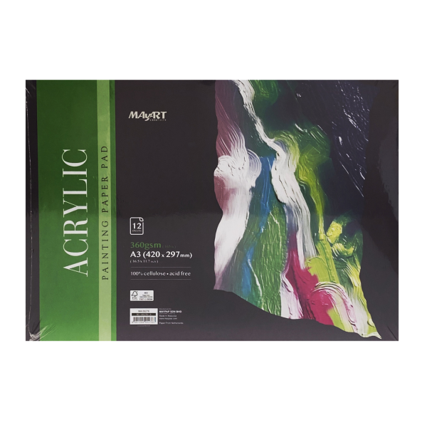 Альбом для акрила MayArt 360 г/м2 A3 420 x 297 мм 12 л, 100% целлюлоза, склейка MA00276