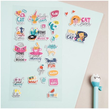 Наклейки объемные MESHU "Cat lover" 10 x 19 см RE-MS_36927