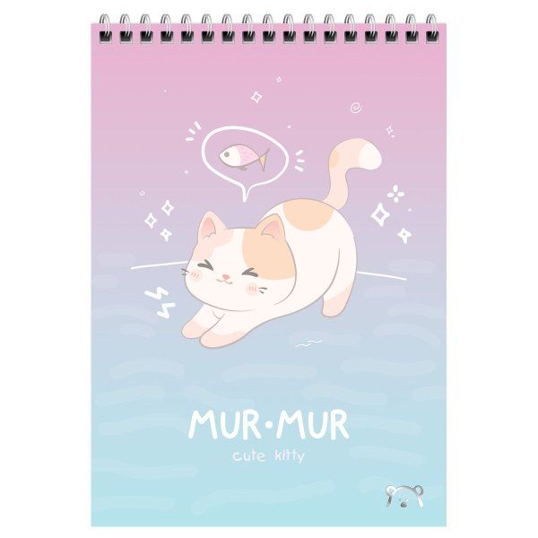 Блокнот А5 60л. MESHU "Cute kitty" на гребне, пластиковая обложка RE-MS_55025
