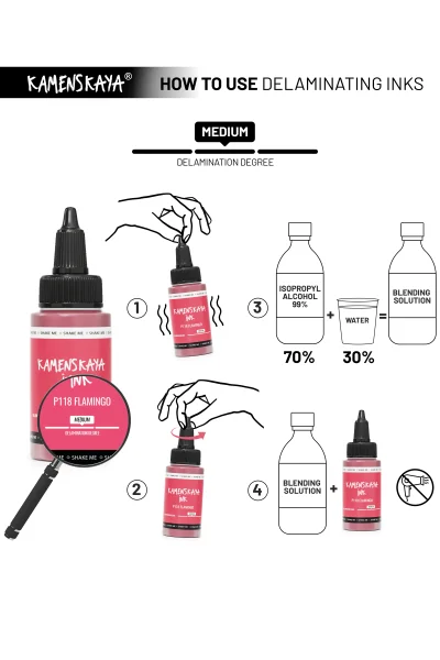 Чернила спиртовые (алкогольные) Kamenskaya Ink расслаивающиеся 30 мл P-118 Фламинго K-30-P-118