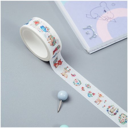 Клейкая лента декоративная MESHU "Cute toys" 1.5 см x 3 м RE-MS_36881