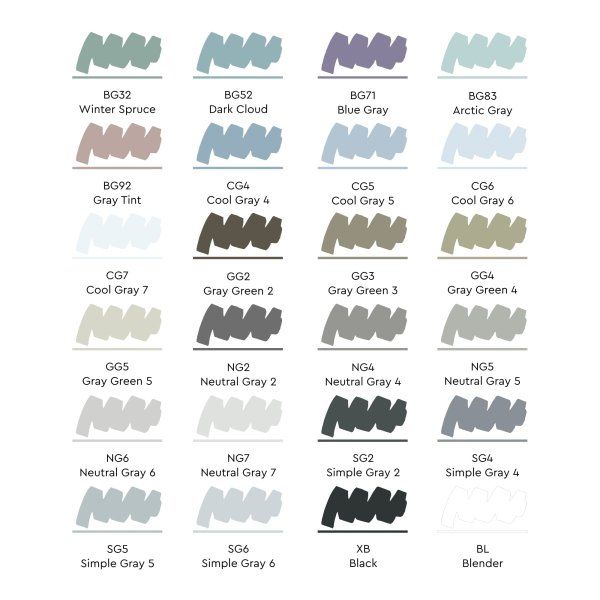 Набор маркеров SKETCHMARKER Gray set 24 шт серые отенки + сумка органайзер MP24gray