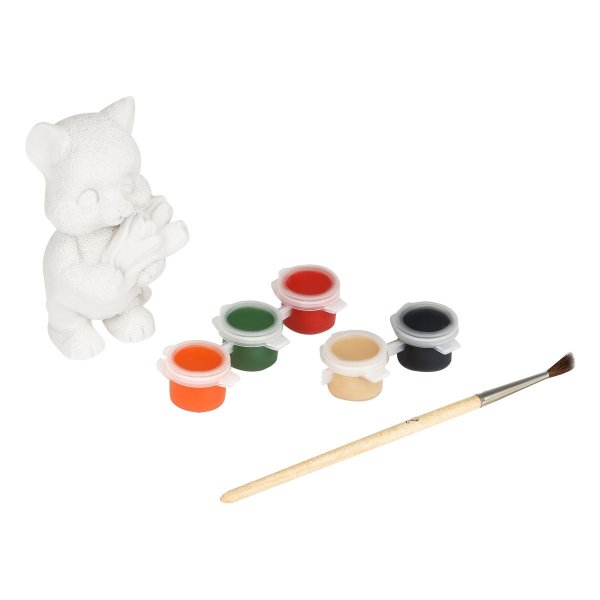 Набор для росписи из гипса ТРИ СОВЫ "Котенок с букетом" высота 8.5 см, краски, кисть RE-НР_47809