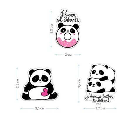 Набор акриловых значков MESHU "Cute friends" 3 шт прямая УФ-печать RE-MS_47448