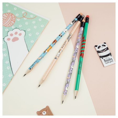 Карандаш ч/г MESHU "Best friend" HB заточенный, с печатью, с ластиком, ассорти RE-MS_47232