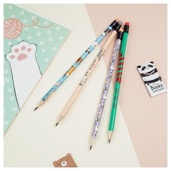 Карандаш ч/г MESHU "Best friend" HB заточенный, с печатью, с ластиком, ассорти RE-MS_47232