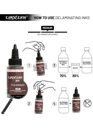 Чернила спиртовые (алкогольные) Kamenskaya Ink расслаивающиеся 30 мл P-116 Шоколад K-30-P-116