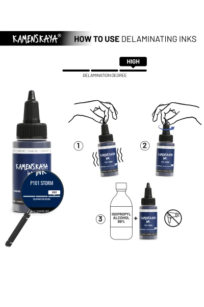 Чернила спиртовые (алкогольные) Kamenskaya Ink расслаивающиеся 40 мл P-101 Шторм K-00-00000484