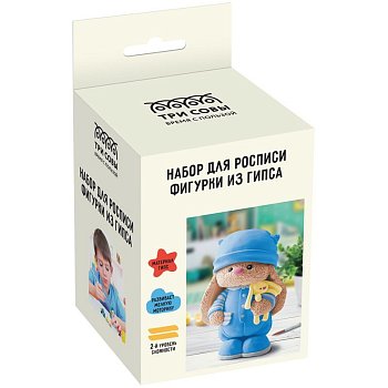 Набор для росписи из гипса ТРИ СОВЫ "Зайка малыш" высота фигурки 8.5 см с красками и кистью, картон. коробка RE-НР_47812