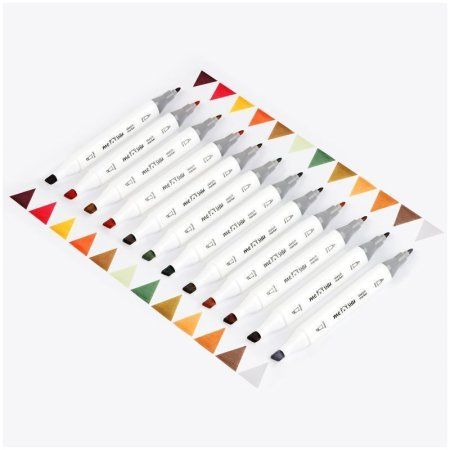 Набор двусторонних маркеров для скетчинга MESHU 12цв., цвета леса, корпус трехгранный, пулевид./клиновид.наконечники, ПВХ-бокс RE-MS_38260