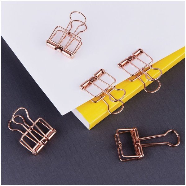 Зажимы для бумаг 19 мм MESHU "Rose Gold" 6 шт, пакет с европодвесом RE-MS_41595