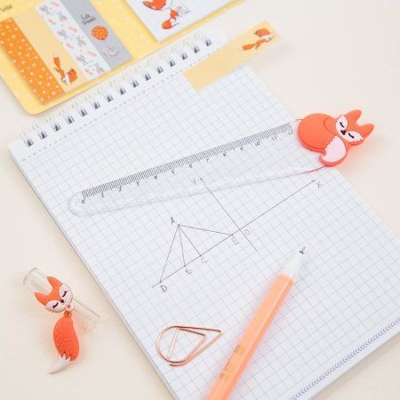 Линейка с топпером 12 см MESHU "Fox" пластиковая, прозрачная, европодвес RE-MS_36848