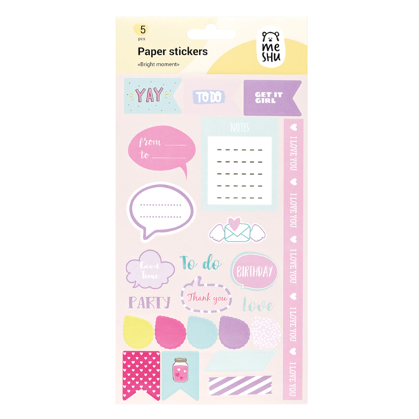 Набор бумажных наклеек MESHU "Bright moment" 5 шт RE-MS_43770