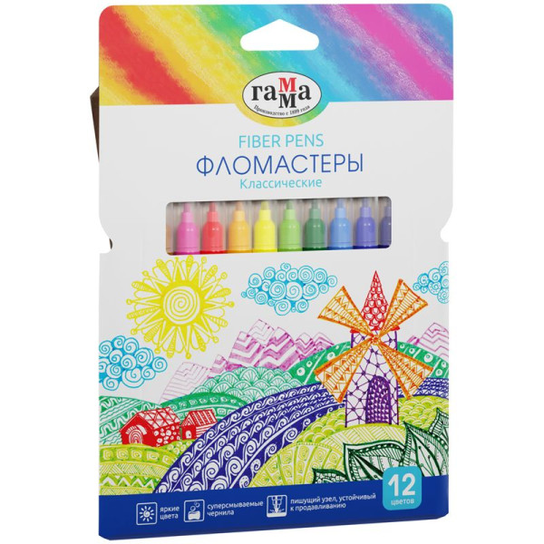 Фломастеры ГАММА "Классические" 12 цв смываемые RE-180319_11