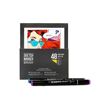 Набор маркеров SKETCHMARKER Brush Pop Art style 48 шт + пластиковый бокс MPSMB-48POPART