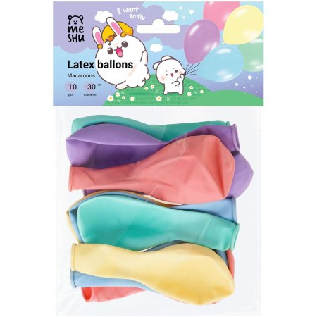 Воздушные шары MESHU 10 шт М12/30 см "Macaroons" пастель, ассорти RE-MS_52764