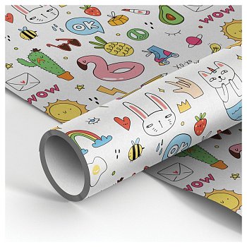 Упаковочная бумага белый крафт MESHU "WOW" 1л. 70 x 100 см 70 г/м2 RE-MS_46379