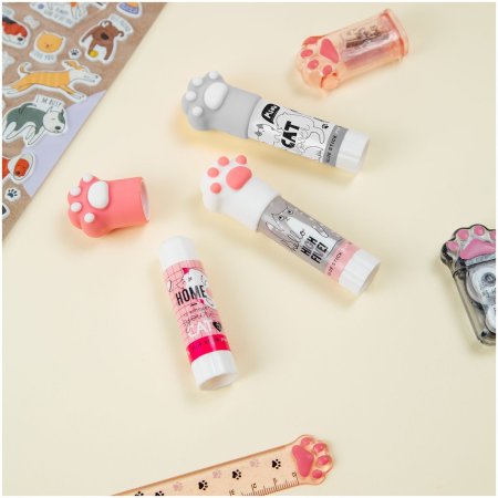 Клей-карандаш MESHU с топпером "Paw" 8 г, ассорти, ПВП RE-MS_45451