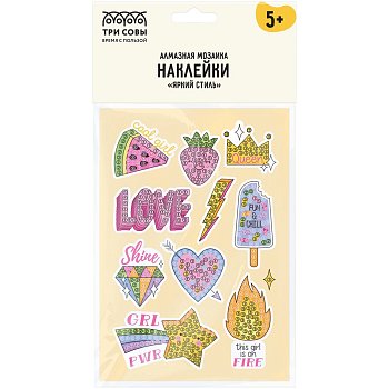 Алмазная мозаика, наклейки ТРИ СОВЫ "Яркий стиль" пакет с европодвесом RE-АМН_48220