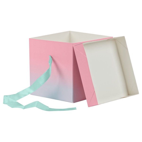 Коробка складная подарочная MESHU "Duotone. Mint-Pink gradient", (15*15*15см), с лентой RE-MS_54170