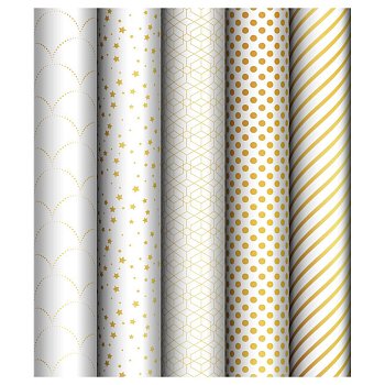 Упаковочная бумага глянцевая MESHU "Pattern on white" 1л. 70 x 100 см 80 г/м2 ассорти RE-MS_53492