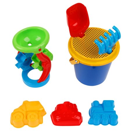 Набор для песка ТРИ СОВЫ "Транспорт" 8 предметов (ведро, мельница, сито, грабли, совок, 3 формочки) RE-ПИО_011