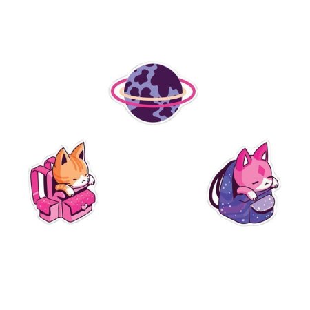 Набор акриловых значков MESHU "Catbox" 3 шт прямая УФ-печать RE-MS_47450