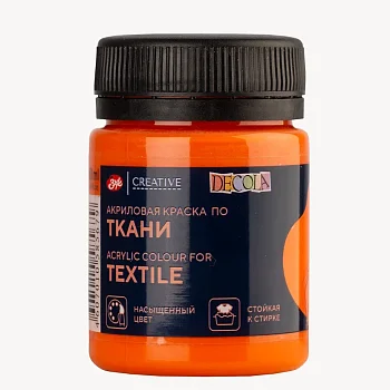 Краска акриловая по ткани DECOLA банка 50 мл, 315 Оранжевая NP-4128315