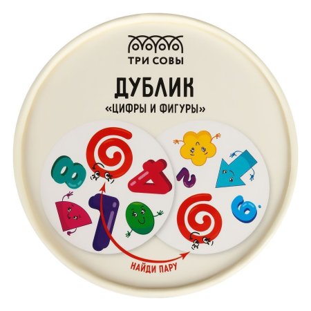 Игра настольная ТРИ СОВЫ "Дублик. Цифры и фигуры" 30 карточек, картонная коробка RE-НИ_49425