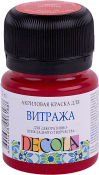 Краска акриловая для витража DECOLA банка 20 мл, 331 Красная NP-4226331