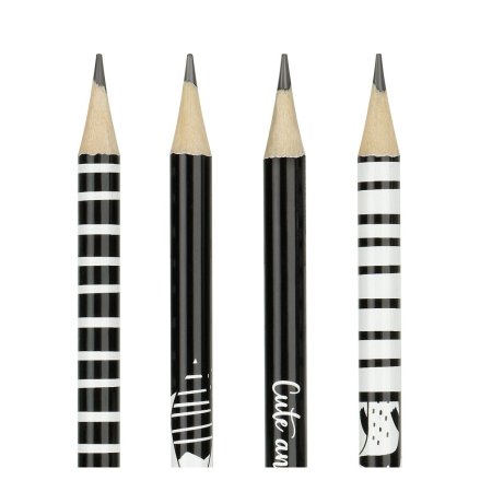 Карандаш ч/г MESHU "Black&white" HB заточенный, с печатью, с ластиком, ассорти RE-MS_47220