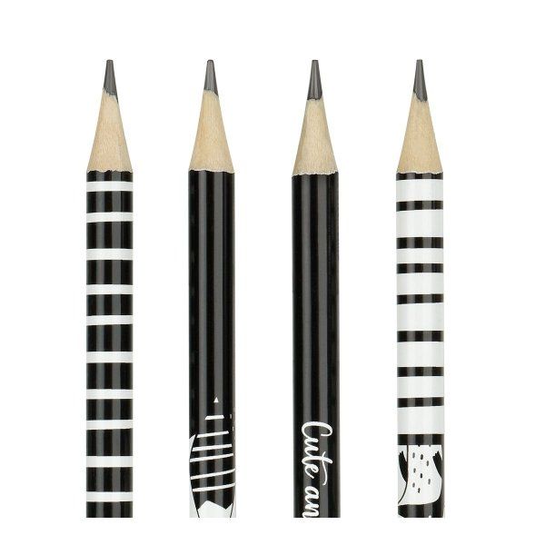 Карандаш ч/г MESHU "Black&white" HB заточенный, с печатью, с ластиком, ассорти RE-MS_47220