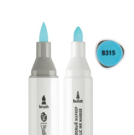 Маркер акриловый двусторонний СОНЕТ перо кисть/пуля 1 шт B315 небесно-голубой NP-273-B315