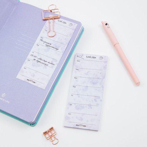 Самоклеящийся блок MESHU "Color splash" 140 x 60 мм, 50л, Lilac week plan, европодвес RE-MS_87750