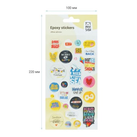 Наклейки гелевые MESHU "Wise advice" 10 x 22 см, 27 накл, инд. уп., европодвес RE-MS_42762