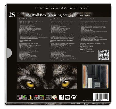 Набор для рисунков CRETACOLOR Wolf 25 предметов, мет.пенал CR91400-2602