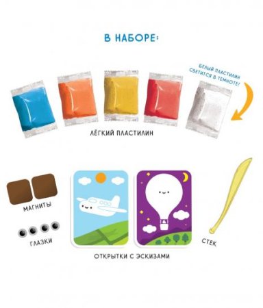 Легкий пластилин ТМ "Лепи легко" набор Слепи открытку. Самолет с магнитом AS-C068Y