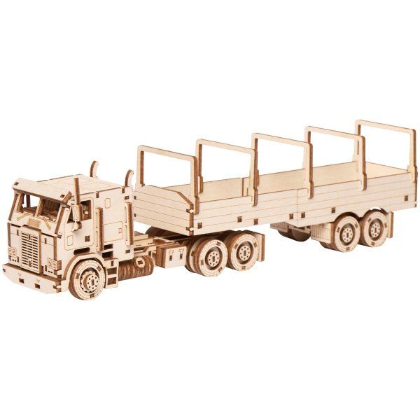 Конструктор деревянный ТРИ СОВЫ "Тягач с прицепом" 25 x 5.8 x 6.7 см, 190 деталей, картонная коробка RE-ДКНС019