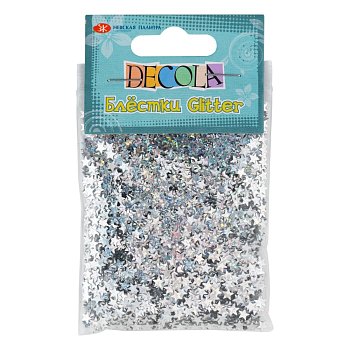 Блестки декоративные DECOLA звезды размер 4 мм, 20 г, серебро радужное NP-W041-202-4