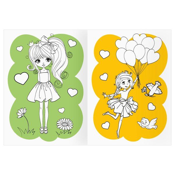 Раскраска с цв. фоном А4 ТРИ СОВЫ "Подружки" 16 стр. RE-PцА4_57756