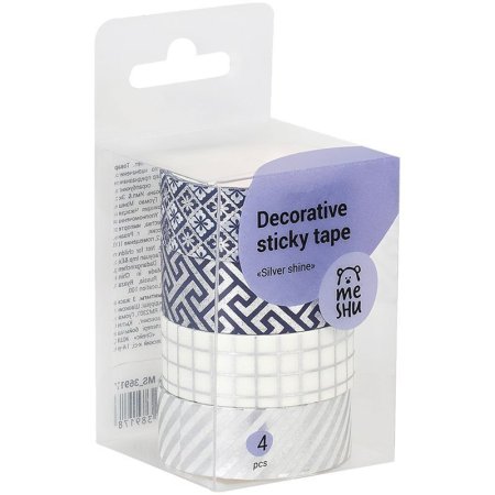 Набор клейких декоративных лент MESHU "Silver shinet" 4 шт RE-MS_36917