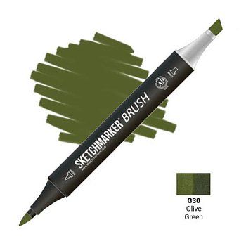 Маркер SKETCHMARKER Brush двухсторонний на спирт.основе G30 Оливковый зеленый MPSMB-G30
